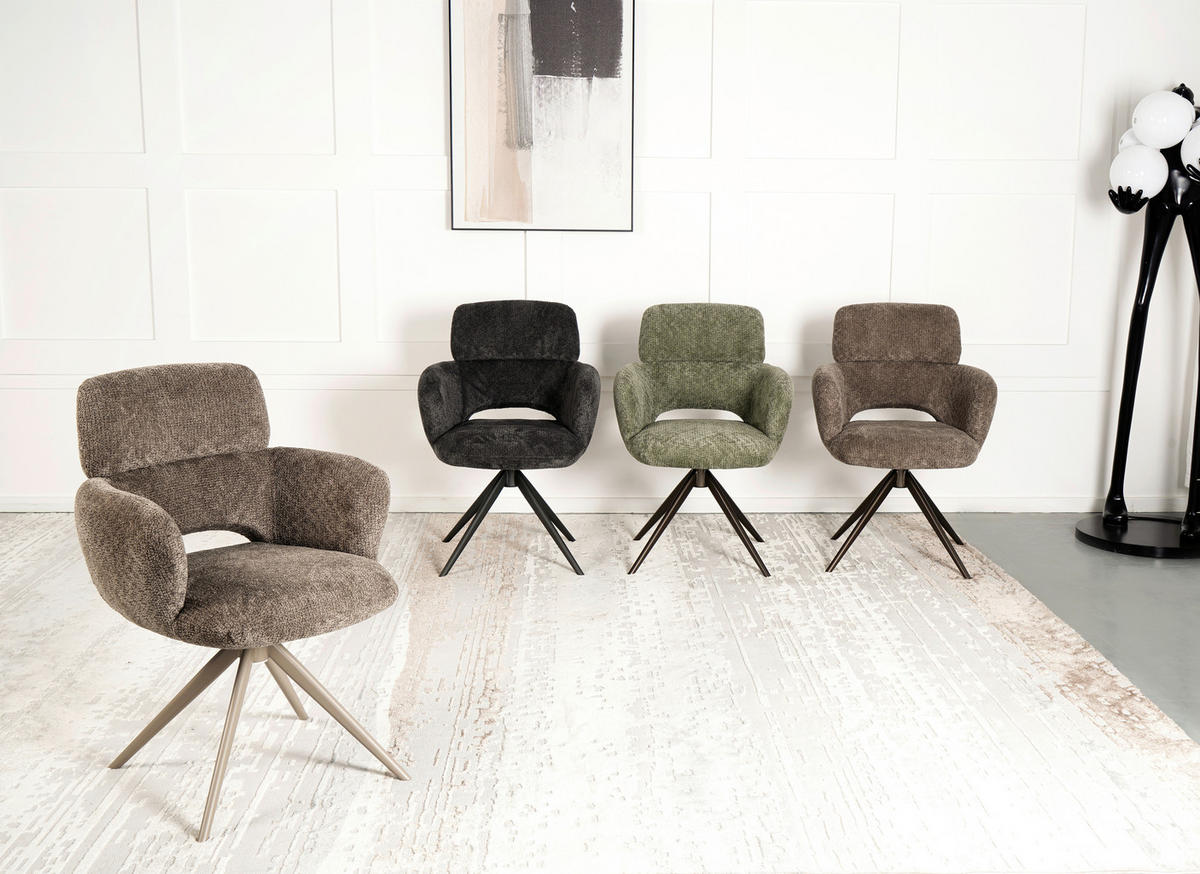 ARMLEHNSTUHL  Sitzfläche 360° drehbar Mikrofaser  Taupe  - Taupe, MODERN, Textil/Metall (61/88/63cm) - Livetastic