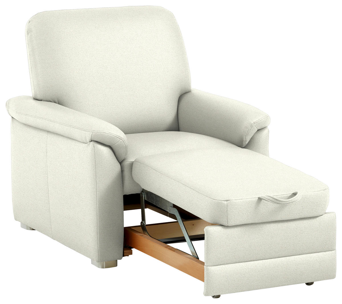 SESSEL Chenille Creme  - Creme/Alufarben, Konventionell, Textil/Metall (88/96/89cm) - Beldomo Comfort