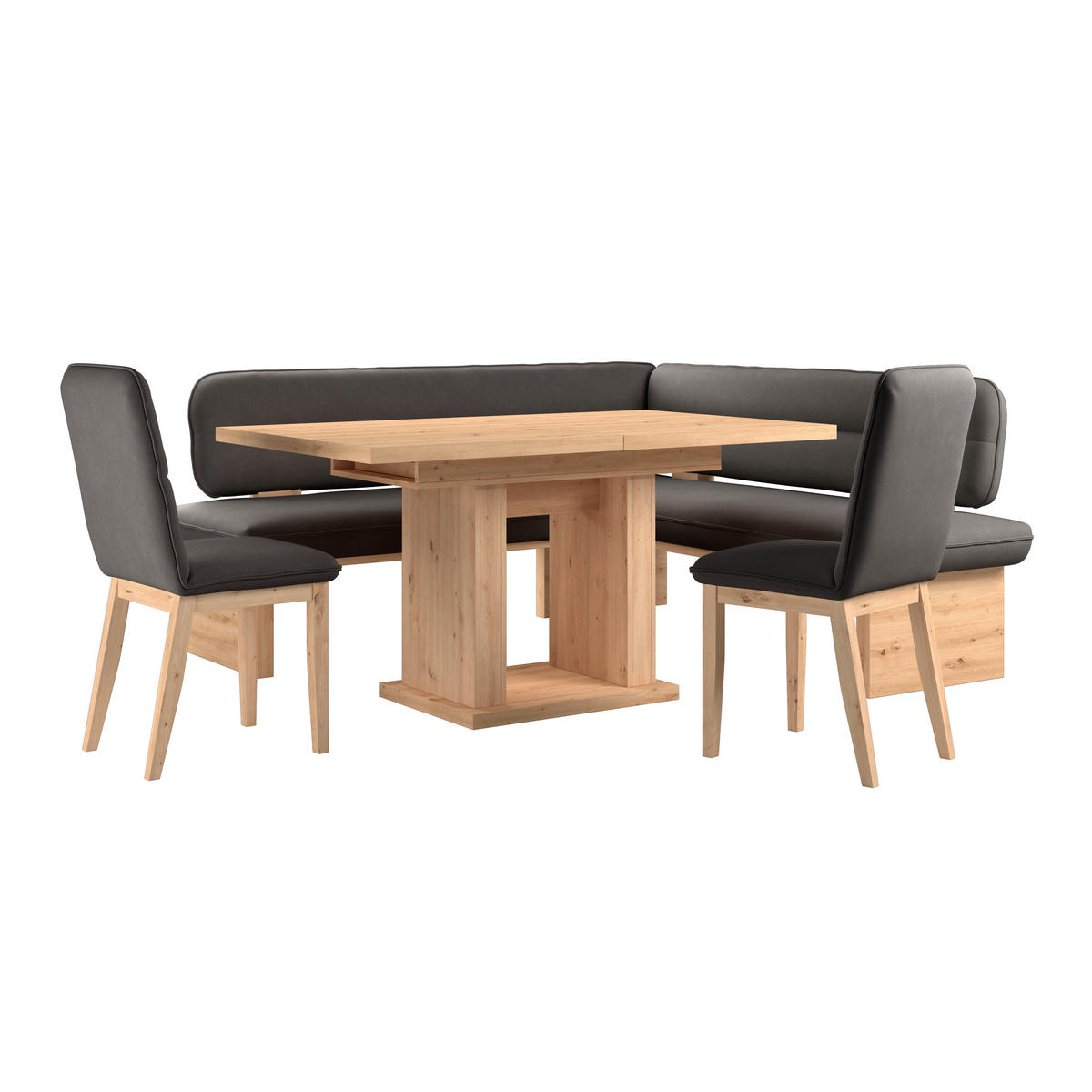 ECKBANK 212/170 cm Webstoff Anthrazit Eiche Sperrholz   - Eichefarben/Anthrazit, KONVENTIONELL, Holz/Textil (212/170cm) - Livetastic