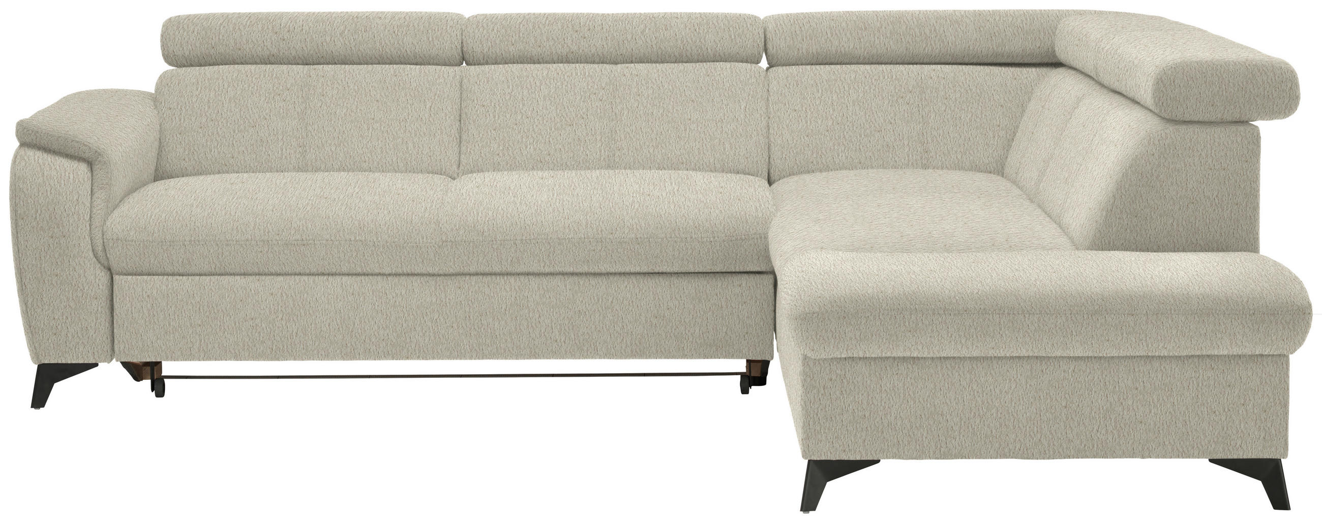 ECKSOFA in Teddystoff Ecru  - Ecru/Schwarz, Design, Textil/Metall (260/203cm) - Stylife