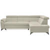 ECKSOFA in Teddystoff Ecru  - Ecru/Schwarz, Design, Textil/Metall (260/203cm) - Stylife
