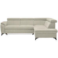 ECKSOFA in Teddystoff Ecru  - Ecru/Schwarz, Design, Textil/Metall (260/203cm) - Stylife