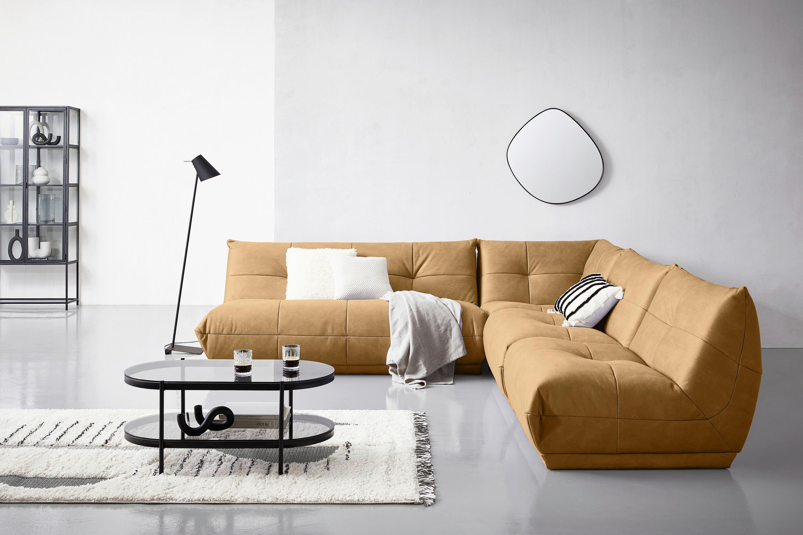 ECKSOFA in Lederlook Hellbraun  285/315 cm  - Hellbraun, Trend, Textil (285/315cm) - Livetastic