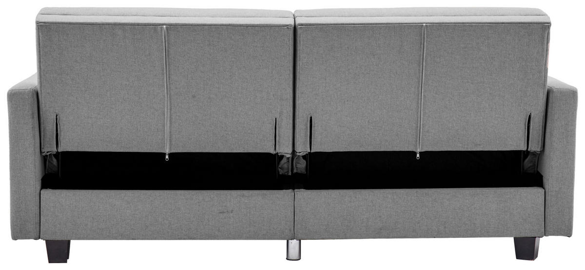 ZOFA S POSTELJNO FUNKCIJO,  siva tekstil  - črna/siva, Basics, umetna masa/tekstil (192/76/85cm) - P & B