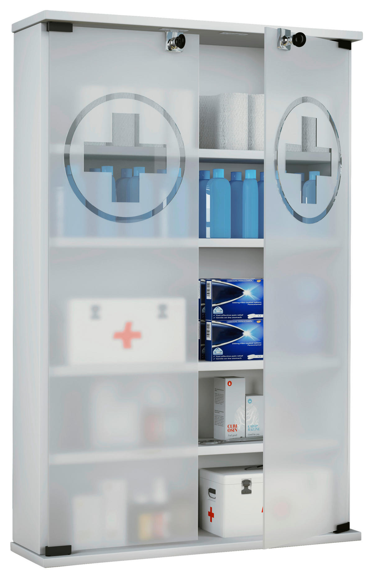 MEDIZINSCHRANK 60/91/17,2 cm  - Schwarz/Weiß, MODERN, Glas/Holzwerkstoff (60/91/17,2cm) - MID.YOU