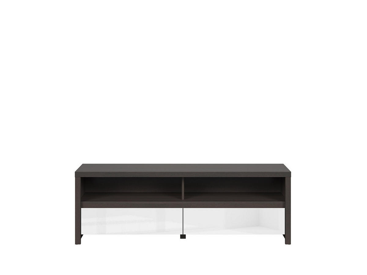 KOMODA POD TELEVIZI, barvy wenge, vysoce lesklá bílá, 143,5/48,5/40,5 cm - bílá/černá, Basics, kompozitní dřevo/plast (143,5/48,5/40,5cm) - Hom`in