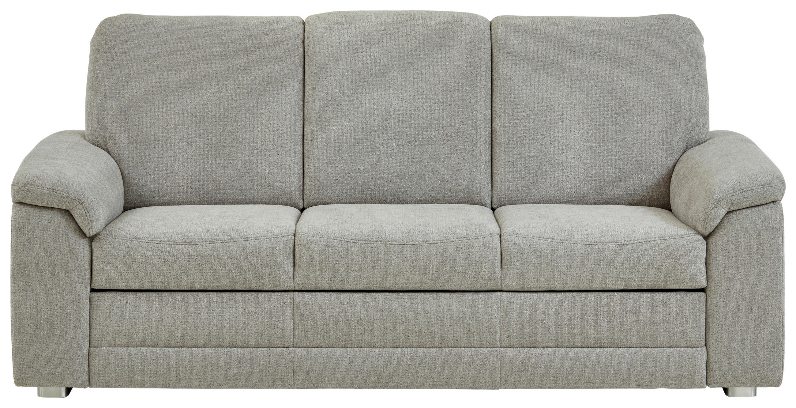 3-SITZER-SOFA Chenille Hellgrau  - Hellgrau/Alufarben, Konventionell, Textil/Metall (208/96/89cm) - Beldomo Comfort
