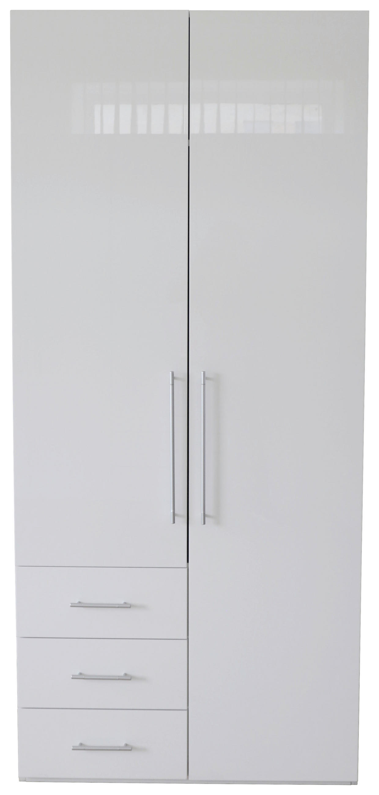 GARDEROB MED GÅNGJÄRN 98/218,6/59,4 cm 2-dörrar - vit/aluminiumfärg, Klassisk, metall/trämaterial (98/218,6/59,4cm) - Best Price