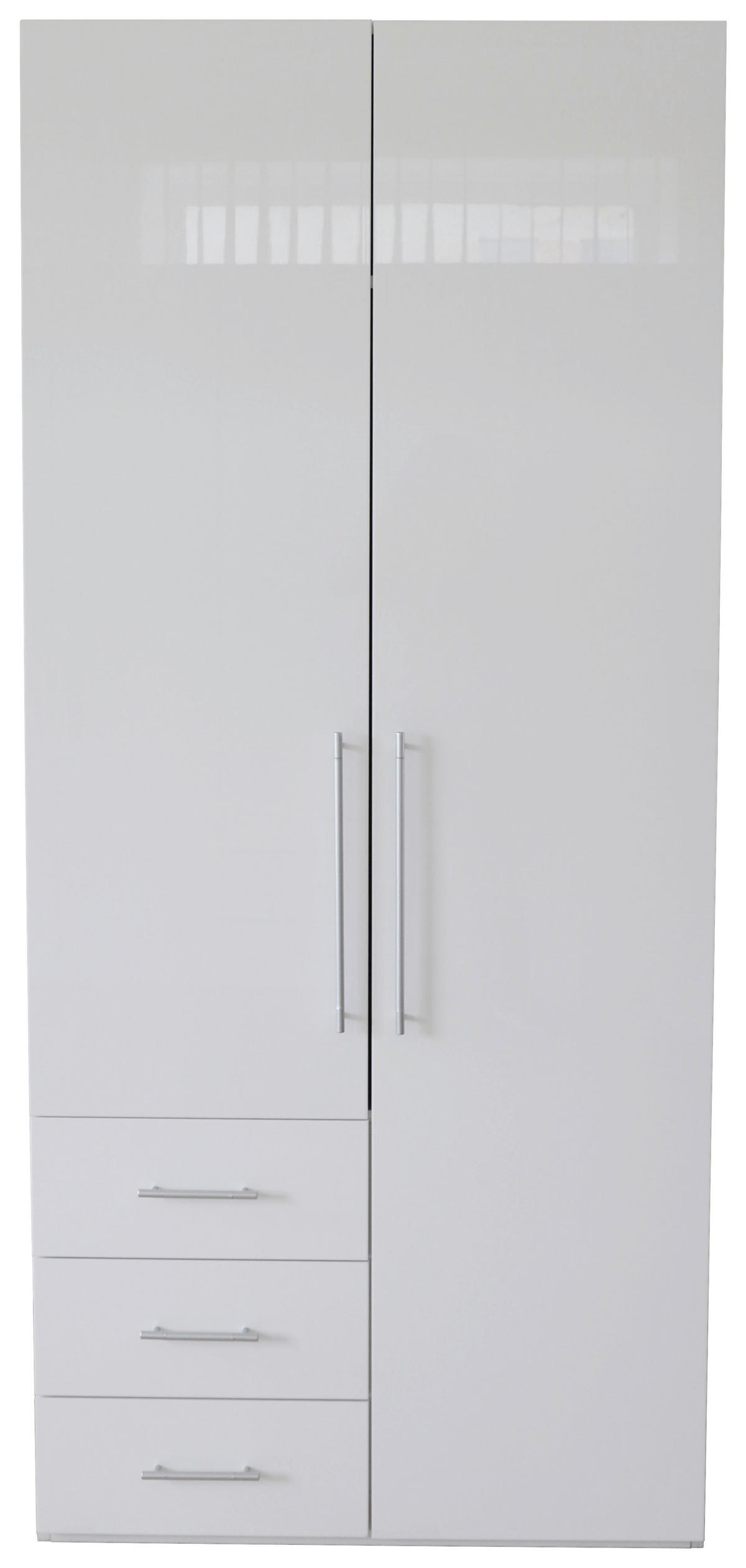 GARDEROB MED GÅNGJÄRN 98/218,6/59,4 cm 2-dörrar - vit/aluminiumfärg, Klassisk, metall/trämaterial (98/218,6/59,4cm) - Best Price