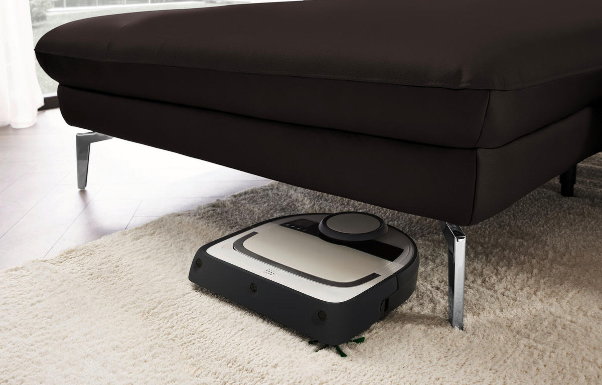 ECKSOFA in Echtleder Dunkelbraun  - Dunkelbraun/Schwarz, Design, Leder/Metall (157/325cm) - Dieter Knoll