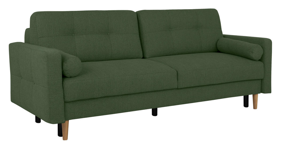 SCHLAFSOFA Grün  - Buchefarben/Grün, Design, Holz/Textil (222/93/99cm) - MID.YOU