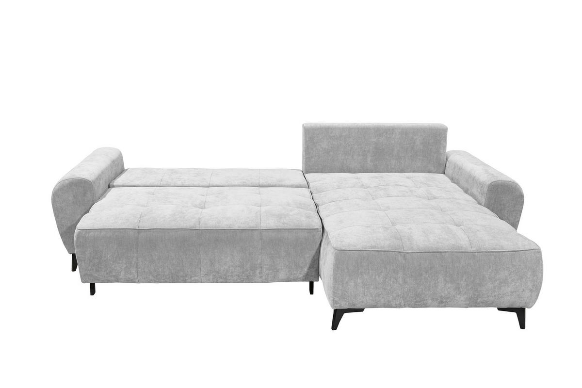 ECKSOFA ELISA Silberfarben Webstoff Bettkasten  - Silberfarben/Schwarz, MODERN, Kunststoff/Textil (284/191cm) - MID.YOU