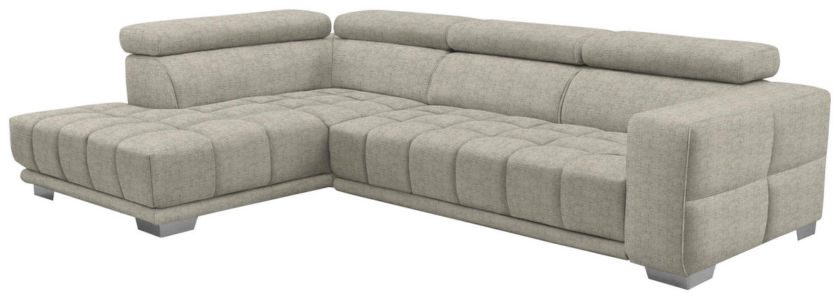 ECKSOFA in Chenille Beige  - Chromfarben/Beige, Design, Textil (207/301cm) - Xora
