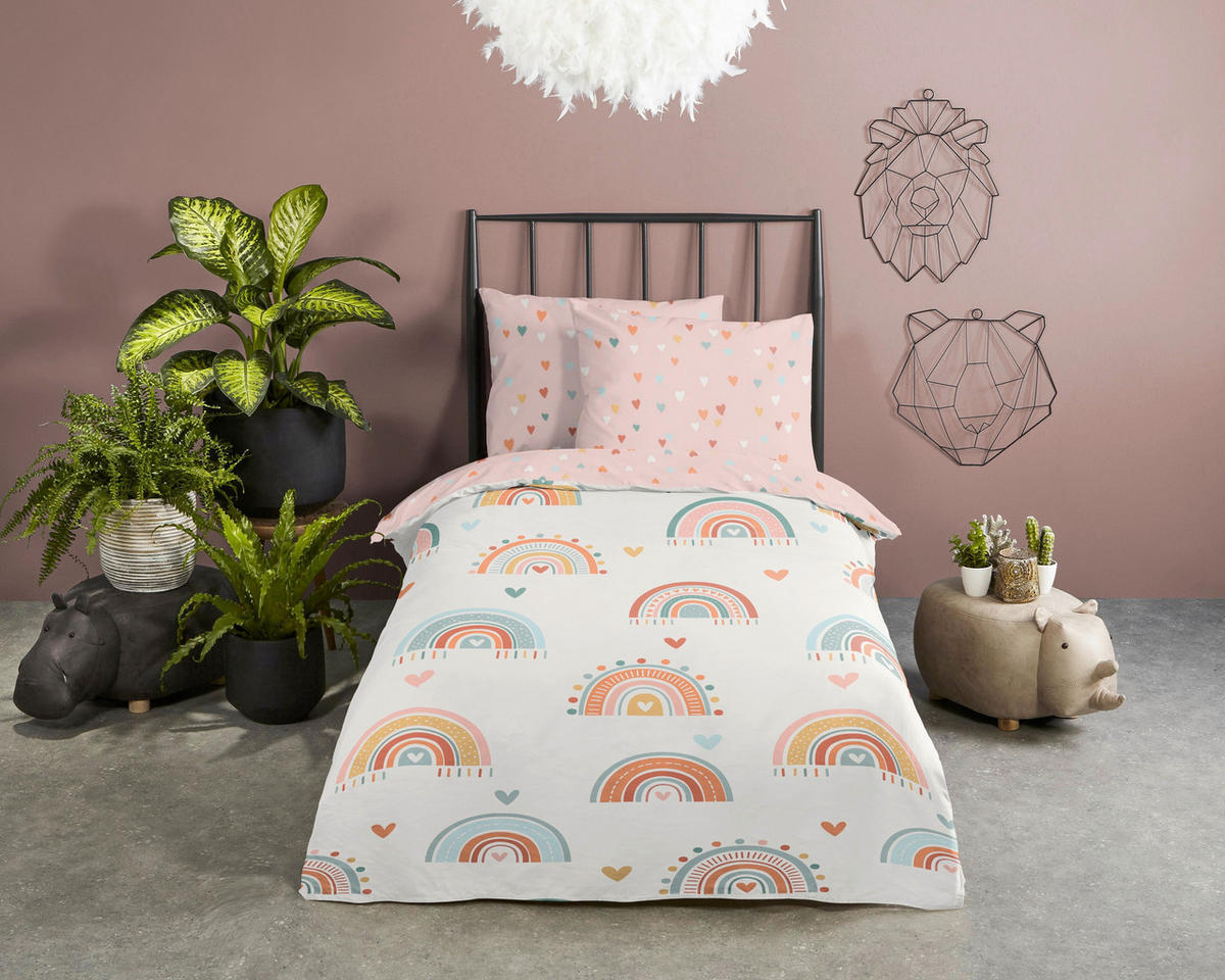 KINDERBETTWÄSCHE 100/135 cm  - Hellrosa/Multicolor, Basics, Textil (100/135cm)