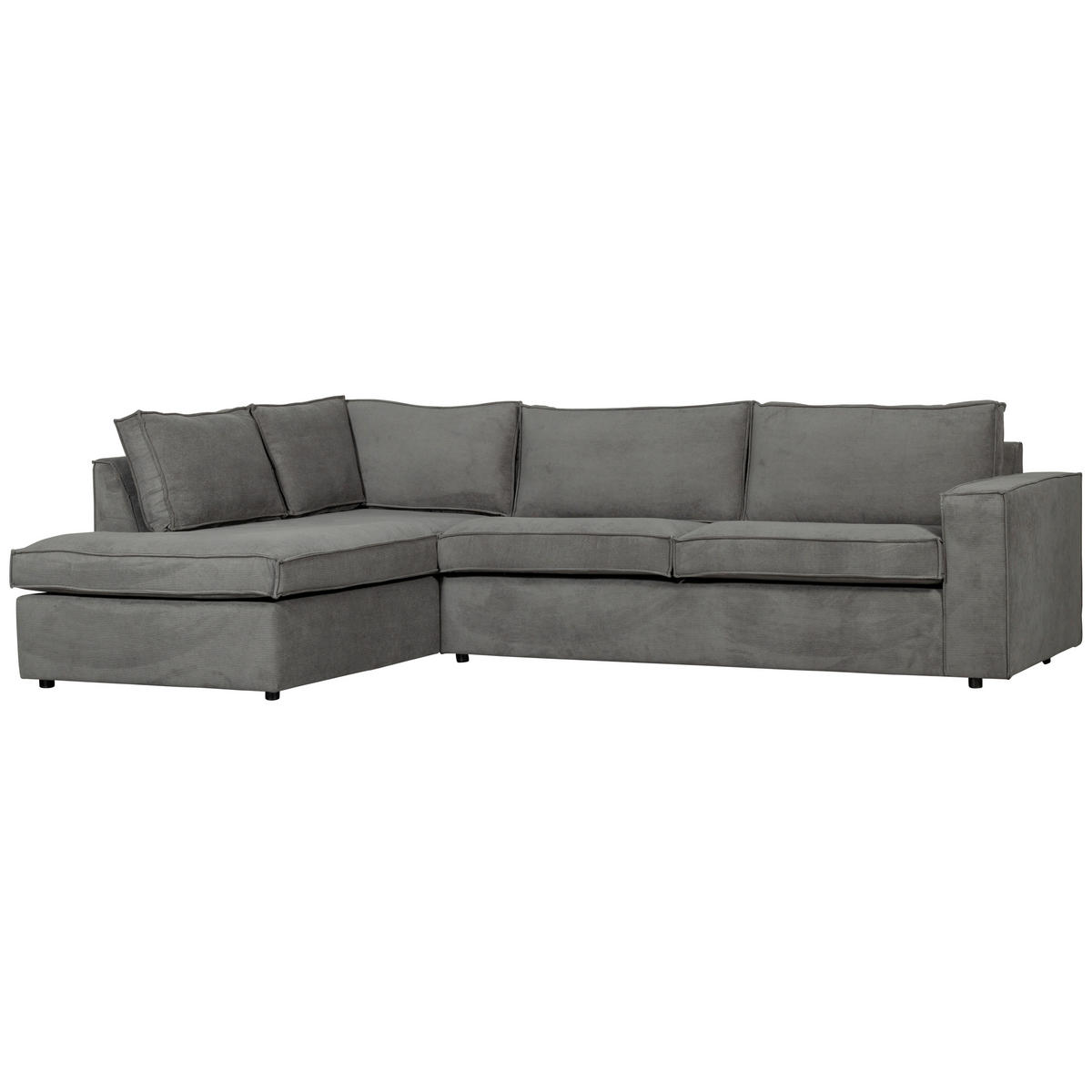 ECKSOFA Thomas Dunkelgrau Webstoff  - Dunkelgrau/Schwarz, Design, Kunststoff/Textil (197/283cm) - Livetastic