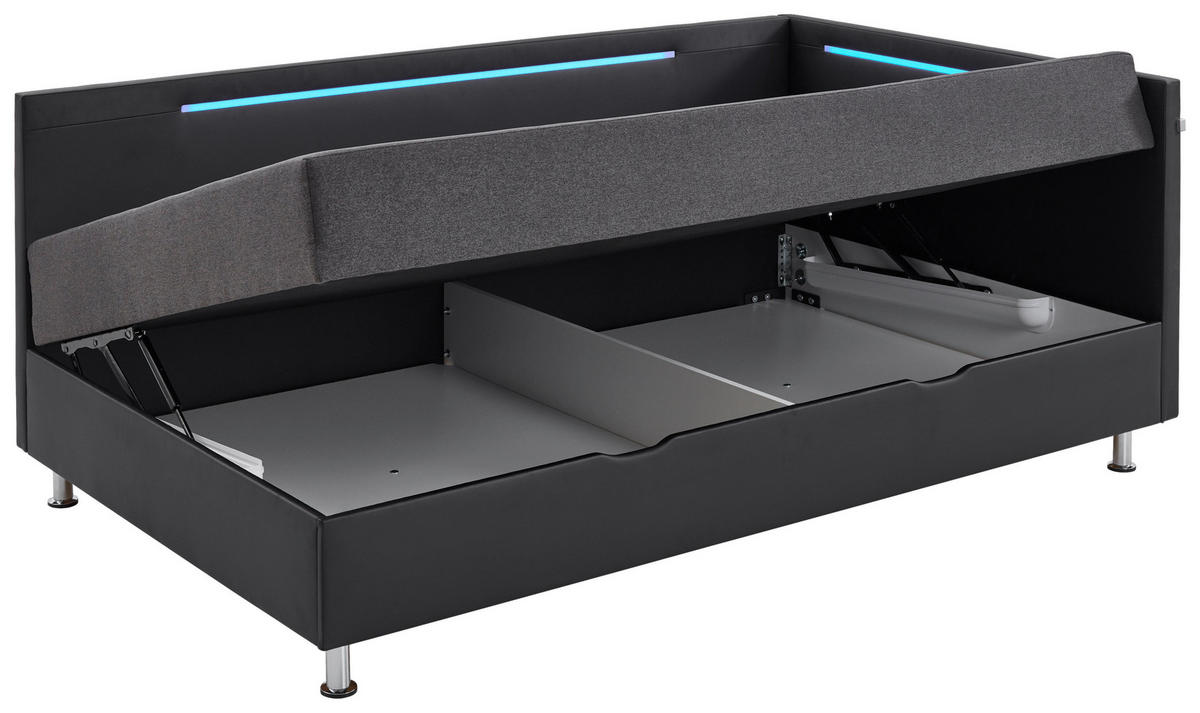 LIEGE Flachgewebe Anthrazit, Schwarz  - Chromfarben/Anthrazit, Design, Textil/Metall (120/200cm) - home24