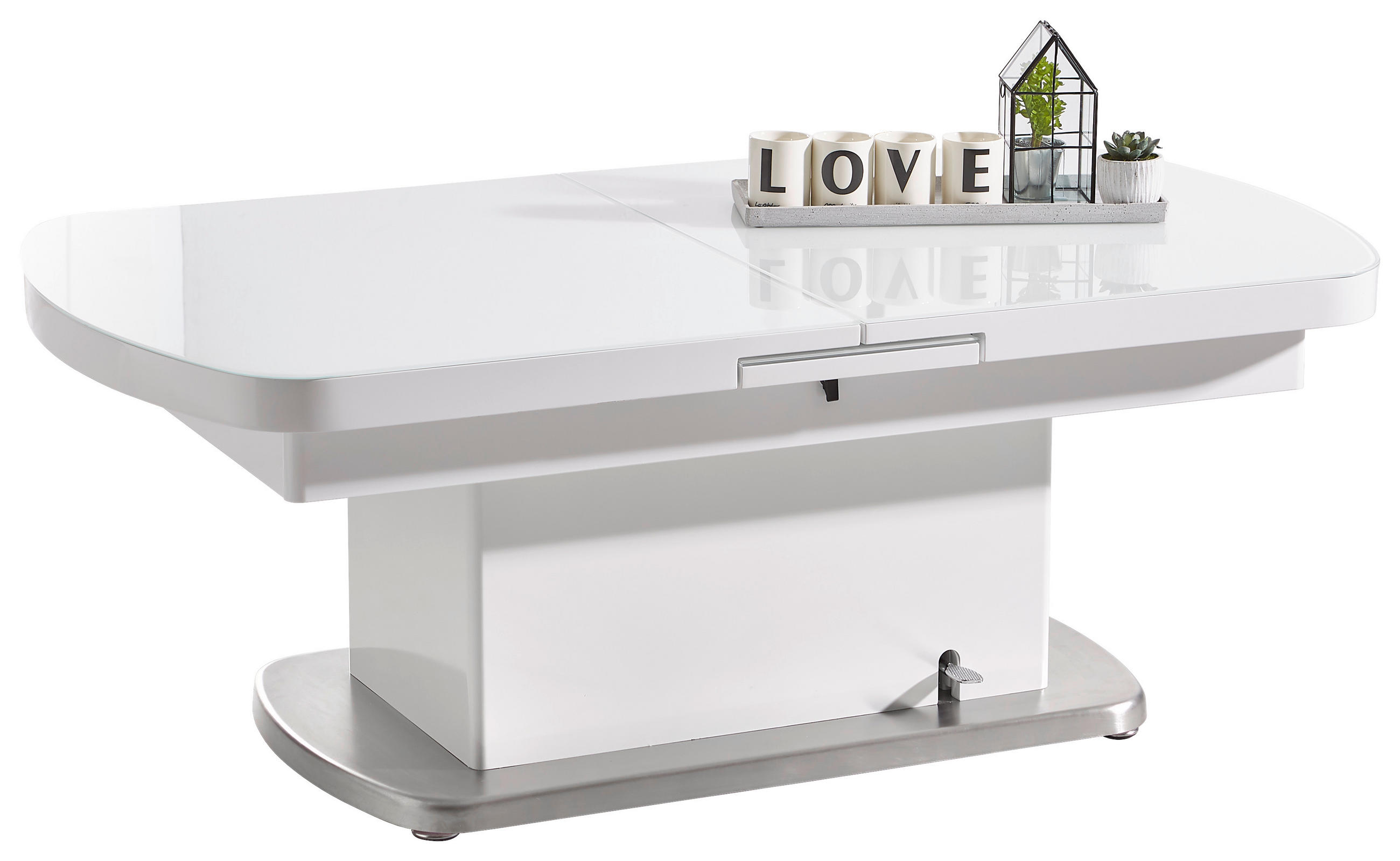 COUCHTISCH ESG 135/75/50 cm rechteckig Weiß  - Edelstahlfarben/Weiß, Design, Glas/Holzwerkstoff (135/75/50cm) - Livetastic