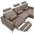 ECKSOFA Taupe Mikrofaser  - Taupe/Schwarz, KONVENTIONELL, Textil/Metall (302/180cm) - Carryhome