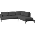 ECKSOFA in Flachgewebe, Struktur Grau  - Anthrazit/Grau, Design, Textil/Metall (254/230cm) - Ambiente