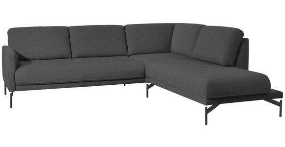 ECKSOFA in Flachgewebe, Struktur Grau  - Anthrazit/Grau, Design, Textil/Metall (254/230cm) - Ambiente