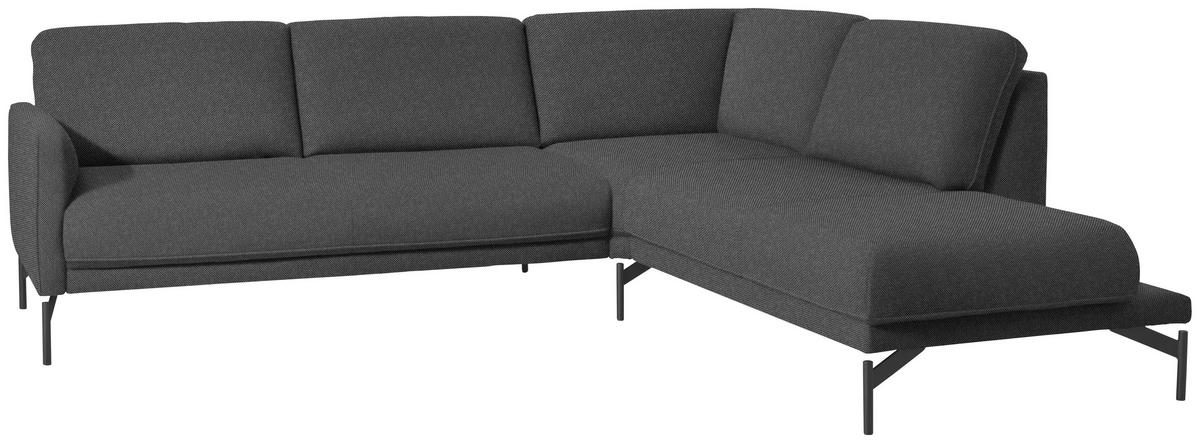 ECKSOFA in Flachgewebe, Struktur Grau  254/230 cm  - Anthrazit/Grau, Design, Textil/Metall (254/230cm) - Johann Jakob