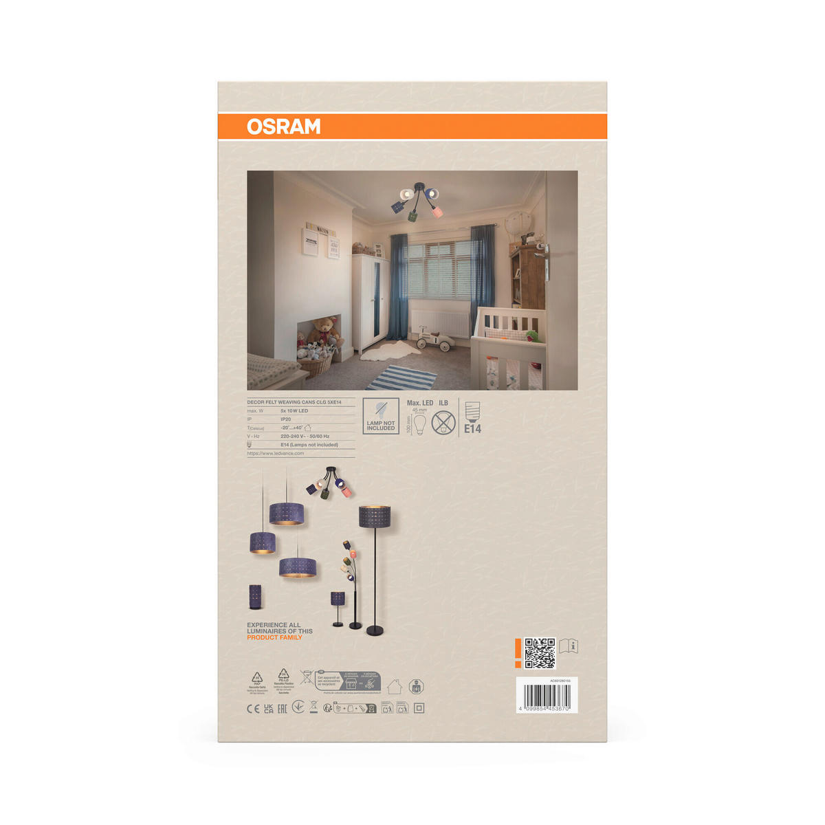 DECKENLEUCHTE    60.5/63/43.5 cm  - Multicolor, Basics, Naturmaterialien/Metall (60.5/63/43.5cm) - Osram