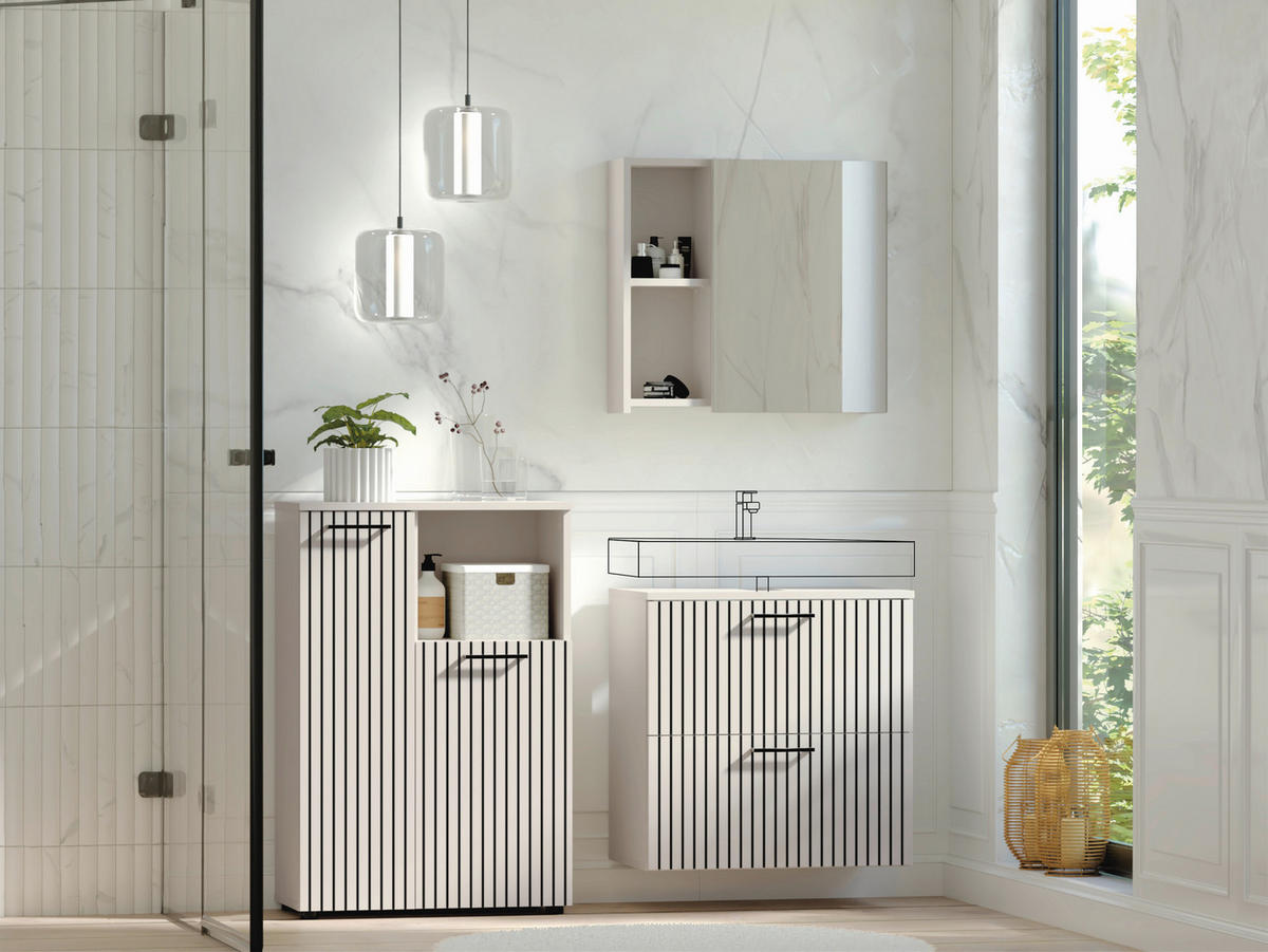Baie 3 piese, 135 cm - cașmir/negru, Trend, metal/material pe bază de lemn (135cm) - Respekta