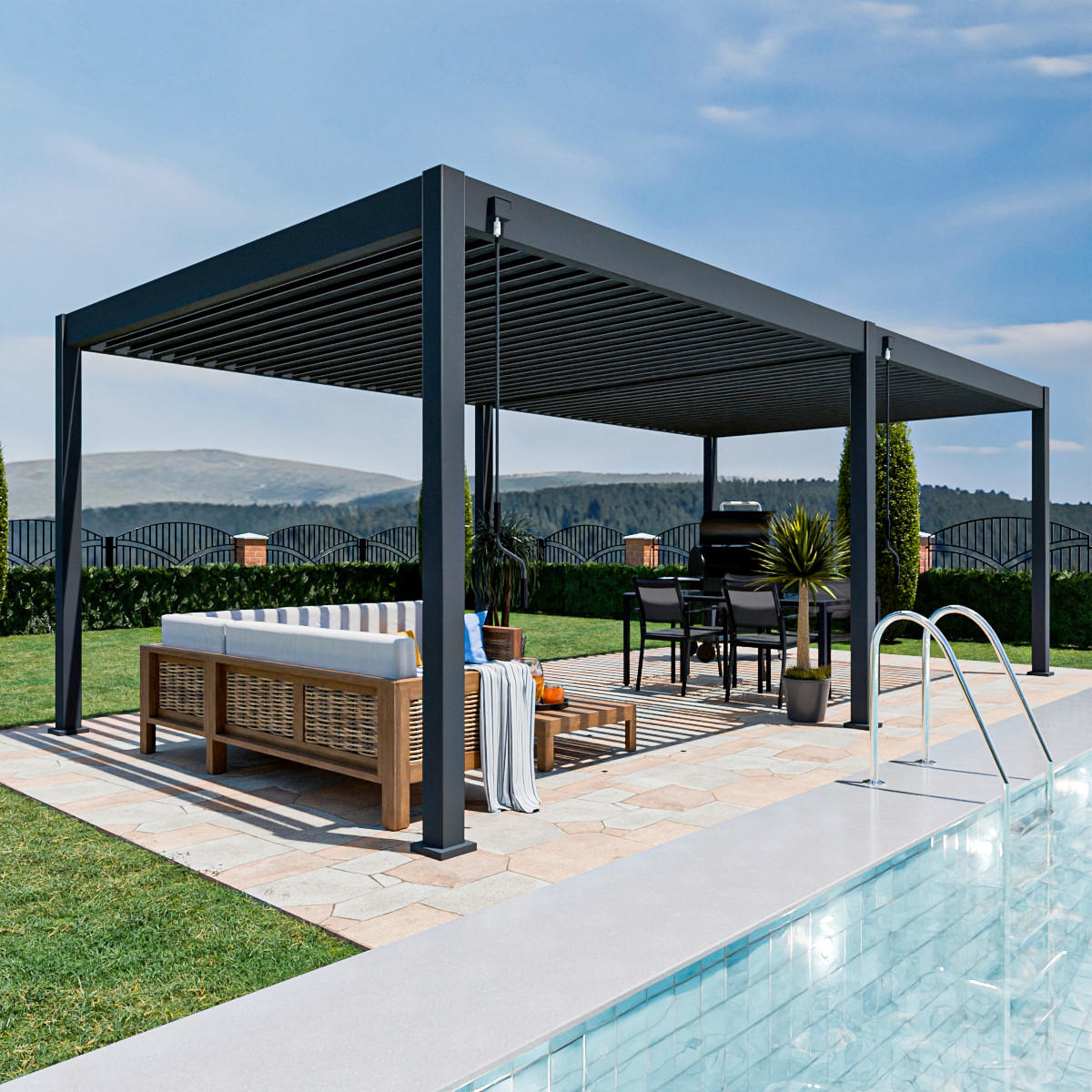 PERGOLA 360/720/255 cm   - Graphitfarben, Basics, Metall (360/720/255cm) - Gardenson