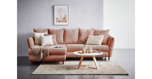 ECKSOFA in Cord Rosa  - Eichefarben/Rosa, KONVENTIONELL, Holz/Textil (284/162cm) - Carryhome