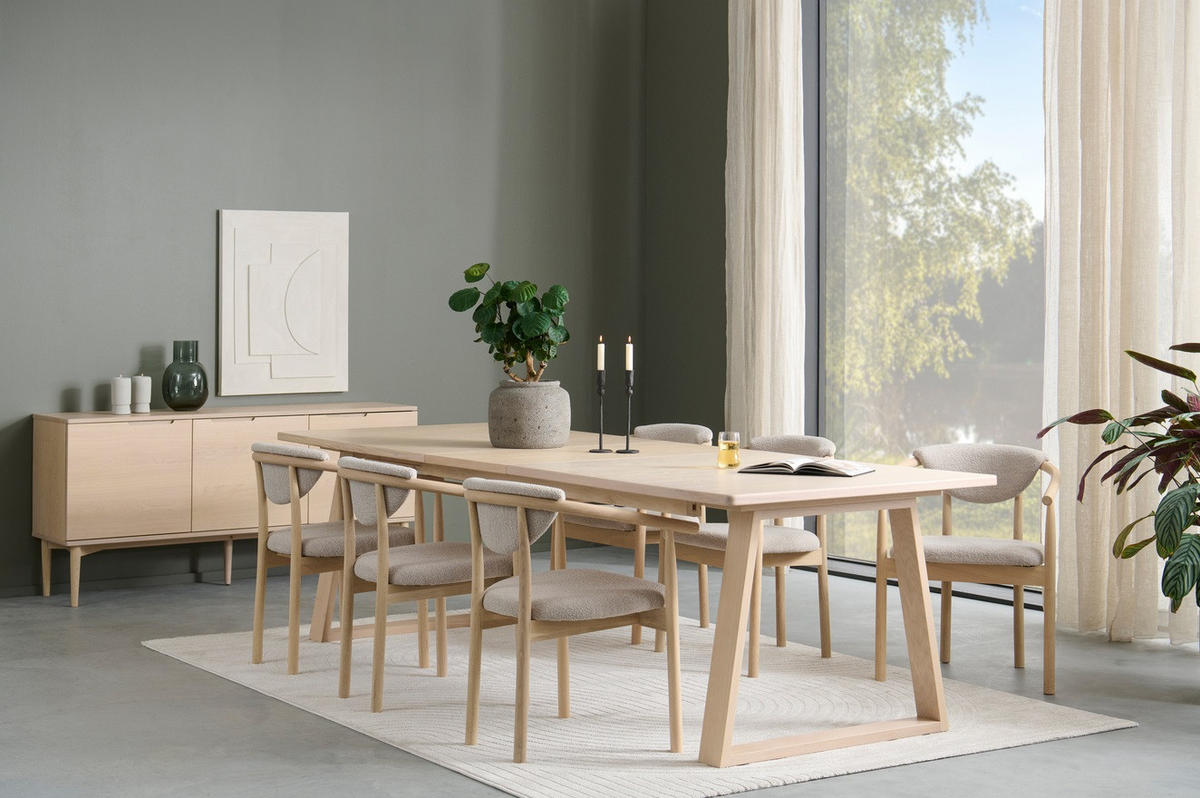 STOL MED ARMSTÖD bouclé  - beige/ek Bianco, Design, trä/textil (58,7/76,5/56cm) - Best Price