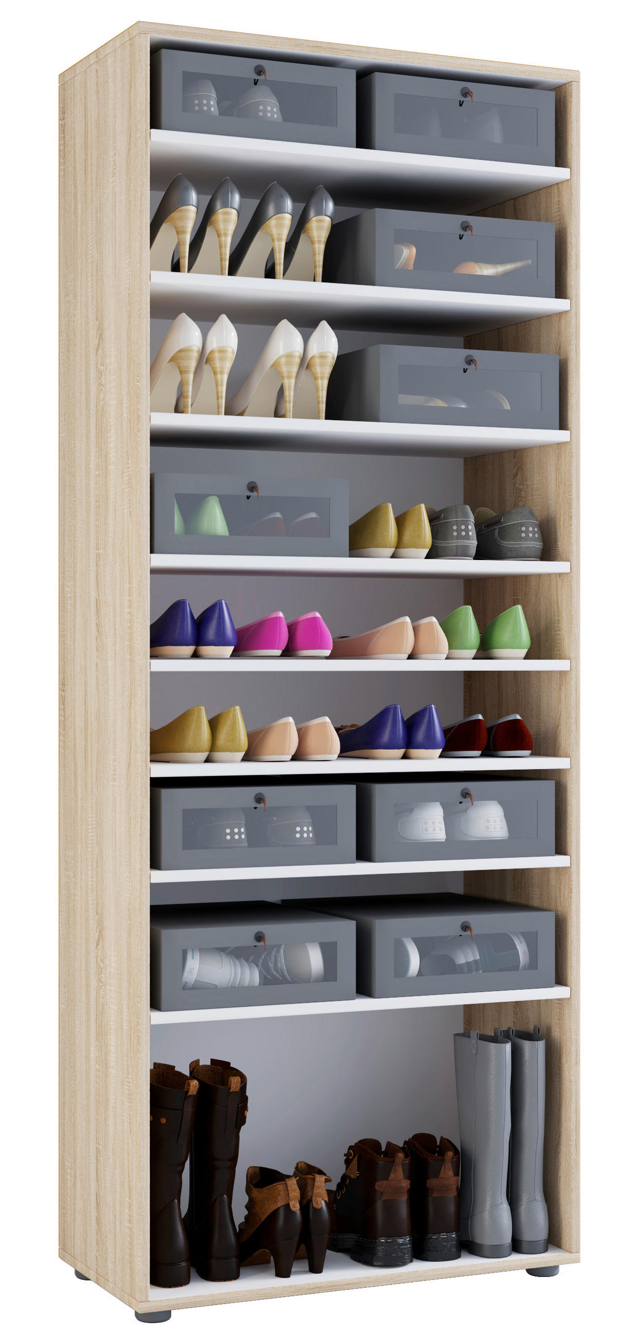 SCHUHSCHRANK Sonoma Eiche  - Sonoma Eiche, Design, Holzwerkstoff (71/180/37cm) - MID.YOU