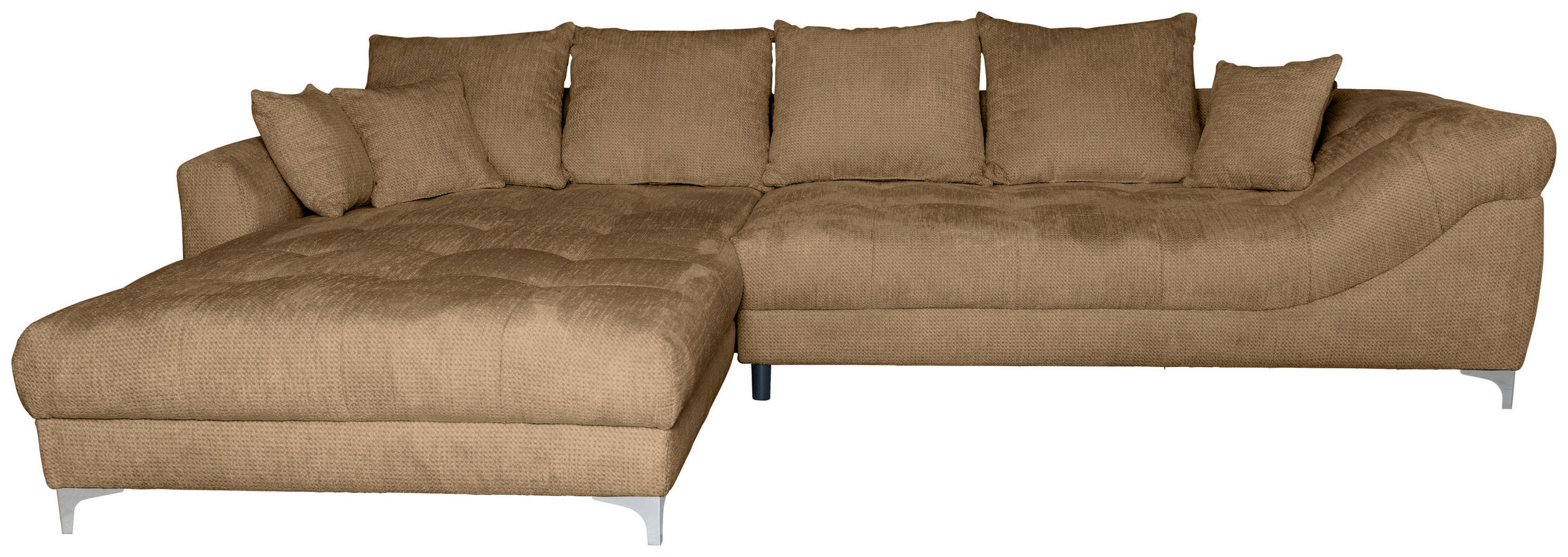 ECKSOFA Rostfarben Chenille  - Chromfarben/Rostfarben, KONVENTIONELL, Textil/Metall (227/329cm) - Carryhome