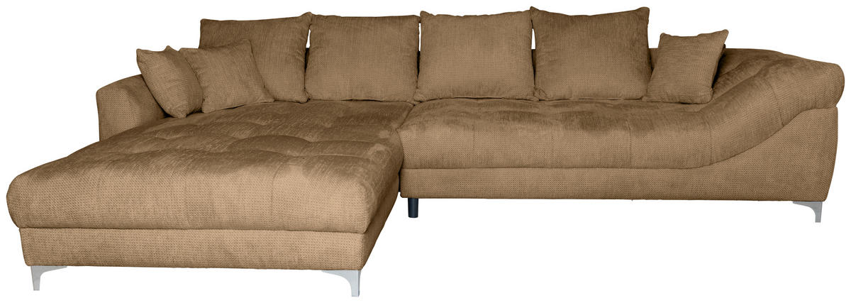 ECKSOFA in Chenille Rostfarben  227/329 cm  - Chromfarben/Rostfarben, KONVENTIONELL, Textil/Metall (227/329cm) - Carryhome