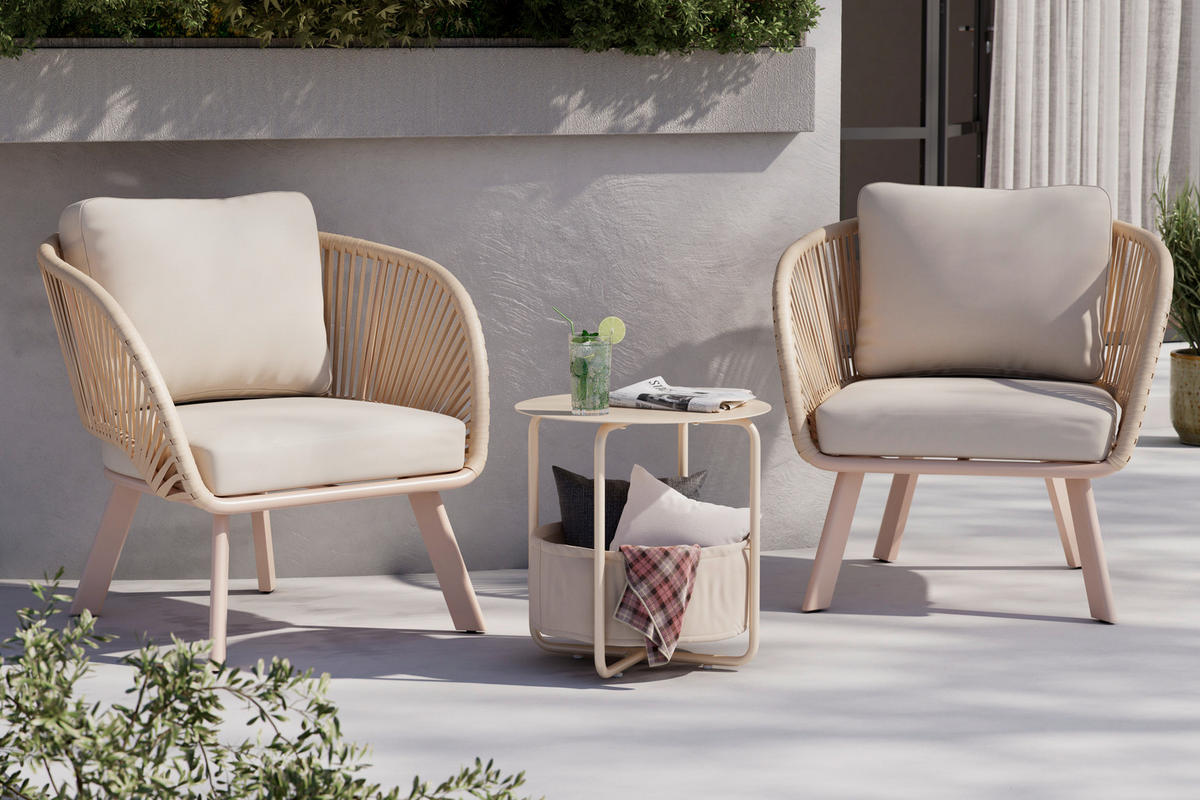 LOUNGESESSEL  - Beige, Design, Textil/Metall (83/77/82cm) - Ambia Garden