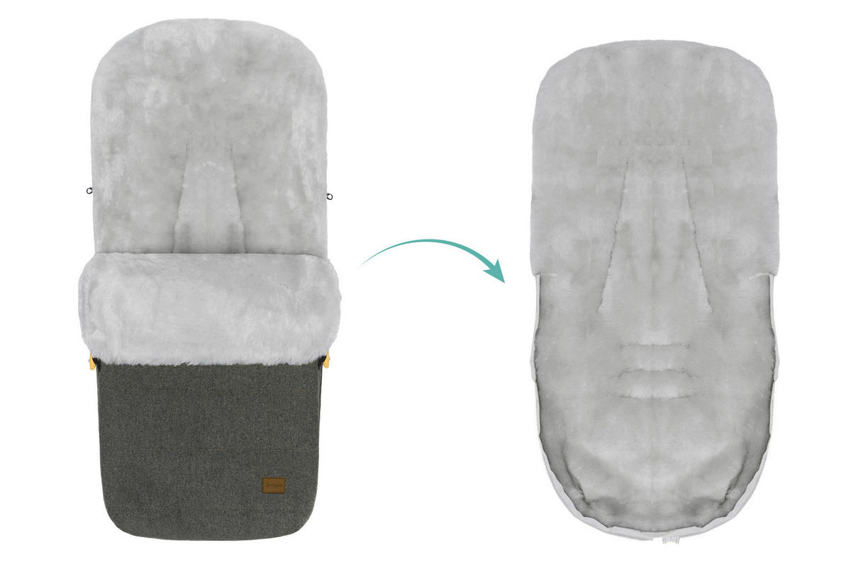 BUGGY-FUßSACK Bernina Wool  - Dunkelgrau, Trend, Textil/Fell (50/100cm) - Jimmylee