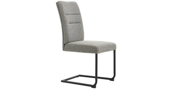 SCHWINGSTUHL in Eisen Webstoff - Hellgrau/Schwarz, Design, Textil/Metall (48/98/63cm) - Novel