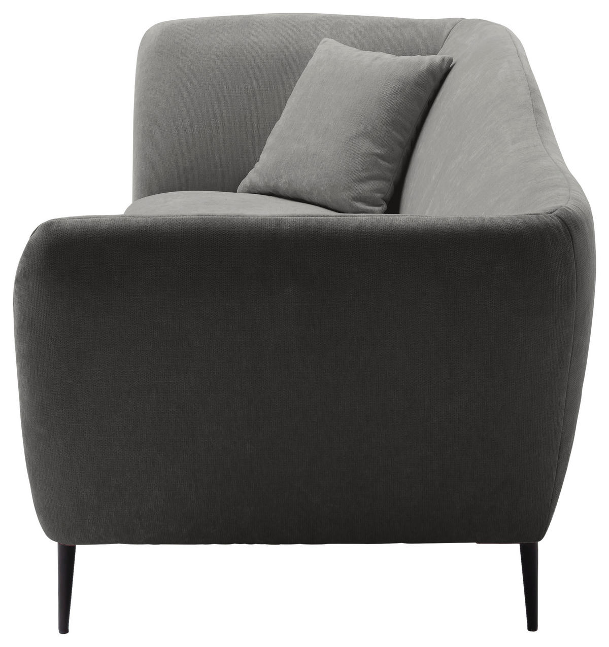 RÉCAMIERE Anthrazit Chenille Zierkissen, Rücken echt  - Anthrazit/Schwarz, KONVENTIONELL, Textil/Metall (224/70/97cm) - Hom`in