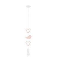 HÄNGLAMPA FÖR BARN Single 15/10/90 cm  - vit/pink, Basics, metall/trämaterial (15/10/90cm)