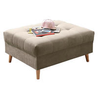 HOCKER Mikrovelours Sandfarben  - Sandfarben/Kieferfarben, KONVENTIONELL, Holz/Textil (106/48/80cm) - MID.YOU