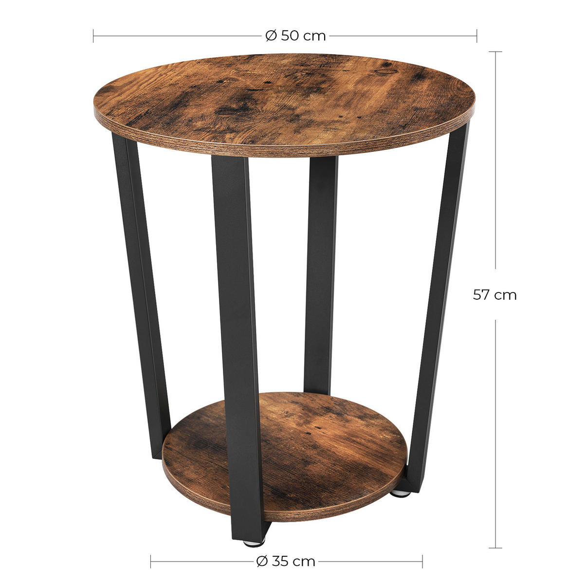 ODKLÁDACÍ STOLEK, hnědá, černá - černá/hnědá, Trend, kov/kompozitní dřevo (50/50/57cm) - Boxxx