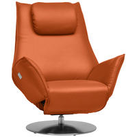 RELAXSESSEL in Leder Orange  - Edelstahlfarben/Orange, Design, Leder/Metall (92/79/90cm) - Koinor