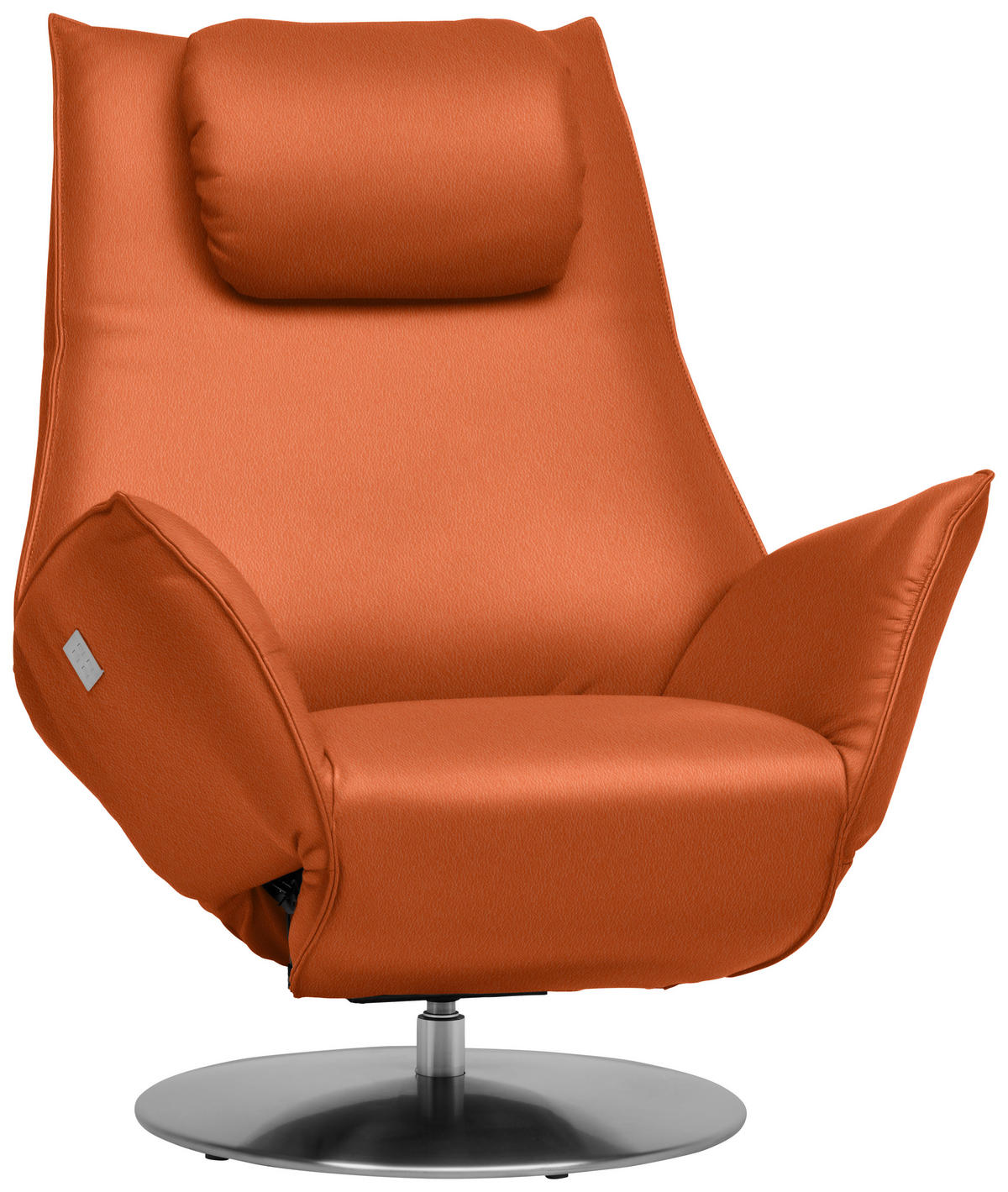 RELAXSESSEL in Leder Orange  - Edelstahlfarben/Orange, Design, Leder/Metall (92/79/90cm) - Koinor
