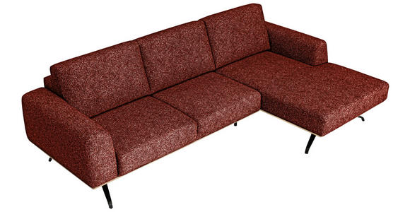 ECKSOFA Rostfarben Struktur - Rostfarben/Schwarz, Design, Textil/Metall (262/157cm) - Novel