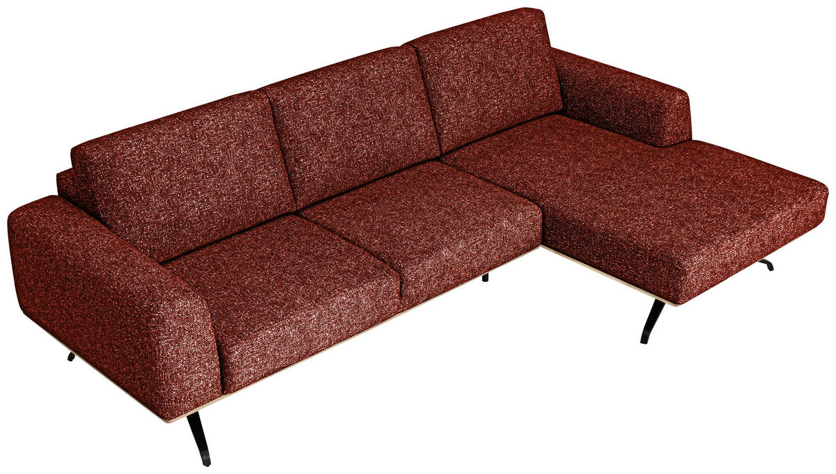ECKSOFA in Struktur Rostfarben  - Rostfarben/Schwarz, Design, Textil/Metall (262/157cm) - Novel