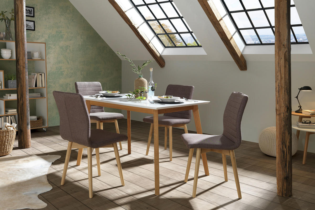 ESSTISCH in Holz, Holzwerkstoff 120/80/75 cm  - Eichefarben/Weiß, Design, Holz/Holzwerkstoff (120/80/75cm) - Carryhome