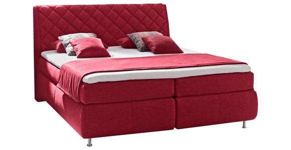 BOXSPRINGBETT 180/200 cm in Rot - Rot/Alufarben, KONVENTIONELL, Textil (180/200cm) - Dieter Knoll