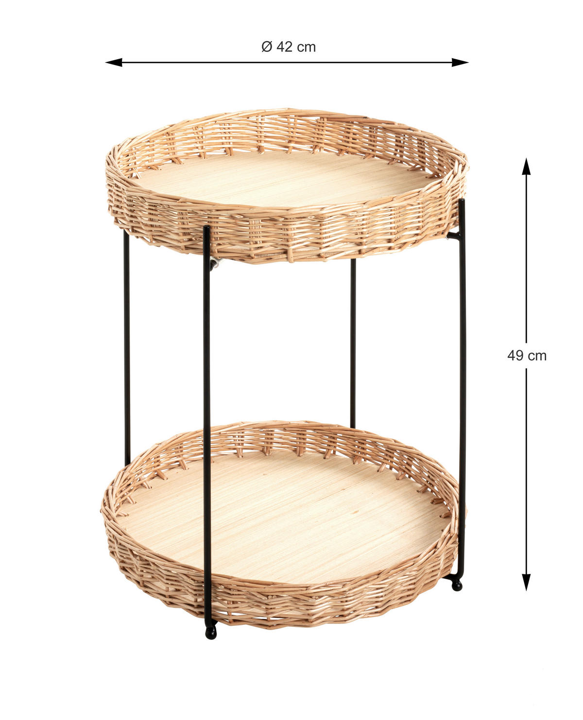 BEISTELLTISCH in Holz, Metall 42/42/54 cm  - Schwarz/Naturfarben, Basics, Holz/Metall (42/42/54cm)