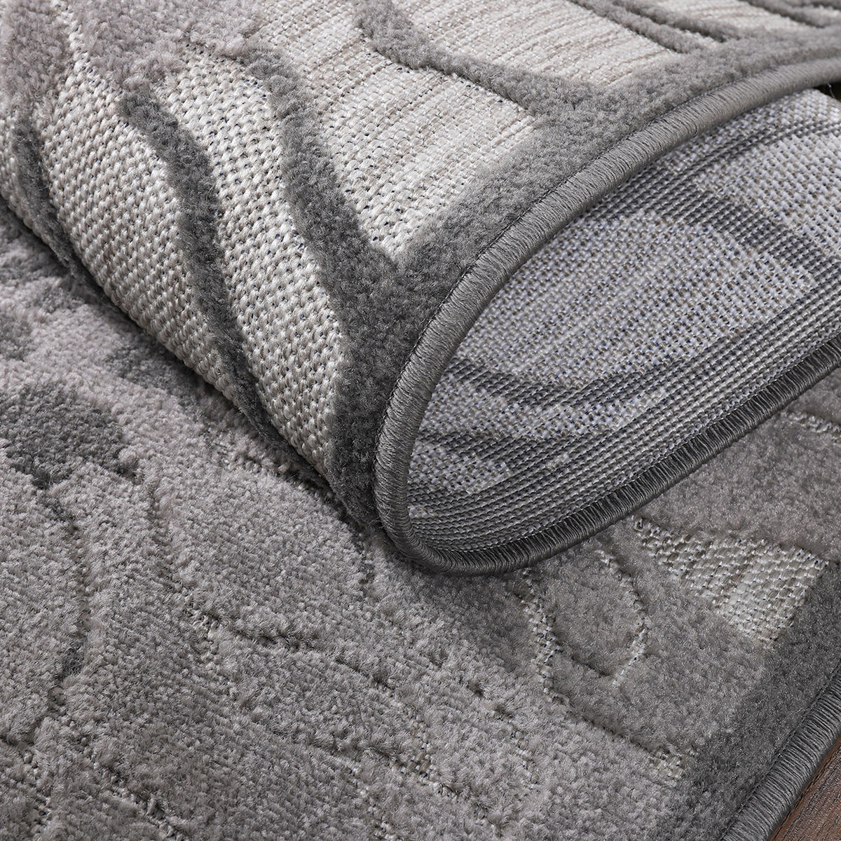 TEPIH ZA UNUTAR./VANJ. UPORAB 80/150 cm   siva, svijetlo siva  Floral  - siva/svijetlo siva, Lifestyle, tekstil/plastika (80/150cm)