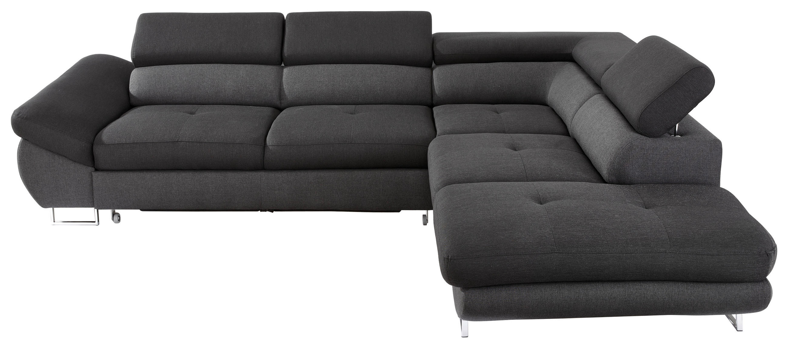 ECKSOFA Schwarz, Dunkelgrau Webstoff  - Dunkelgrau/Schwarz, Design, Textil/Metall (280/235cm) - Hom`in