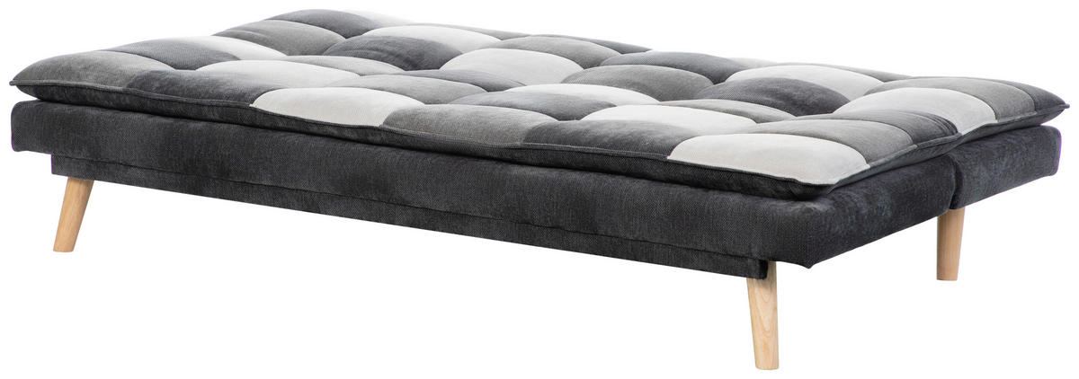 SCHLAFSOFA Chenille Grau, Schwarz, Weiß  - Schwarz/Naturfarben, Design, Holz/Textil (180/77/91cm) - MID.YOU